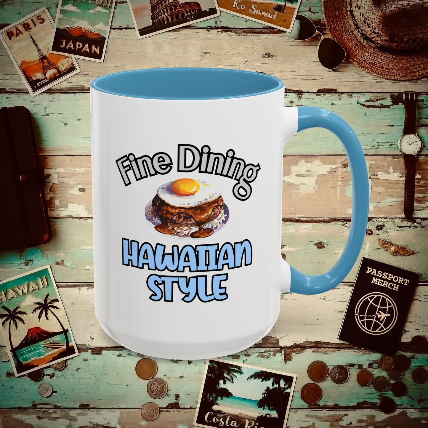 Loco Moco Fine Dining Hawaiian Style 15oz Mug Light Blue / 15oz