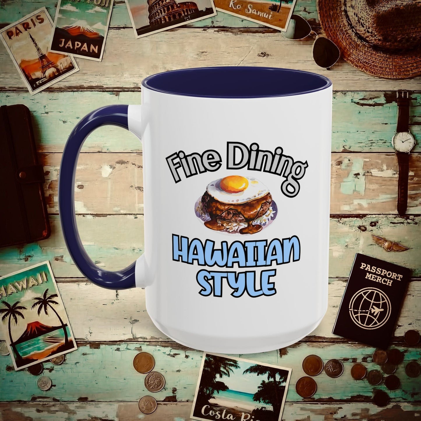 Loco Moco Fine Dining Hawaiian Style 15oz Mug Navy / 15oz