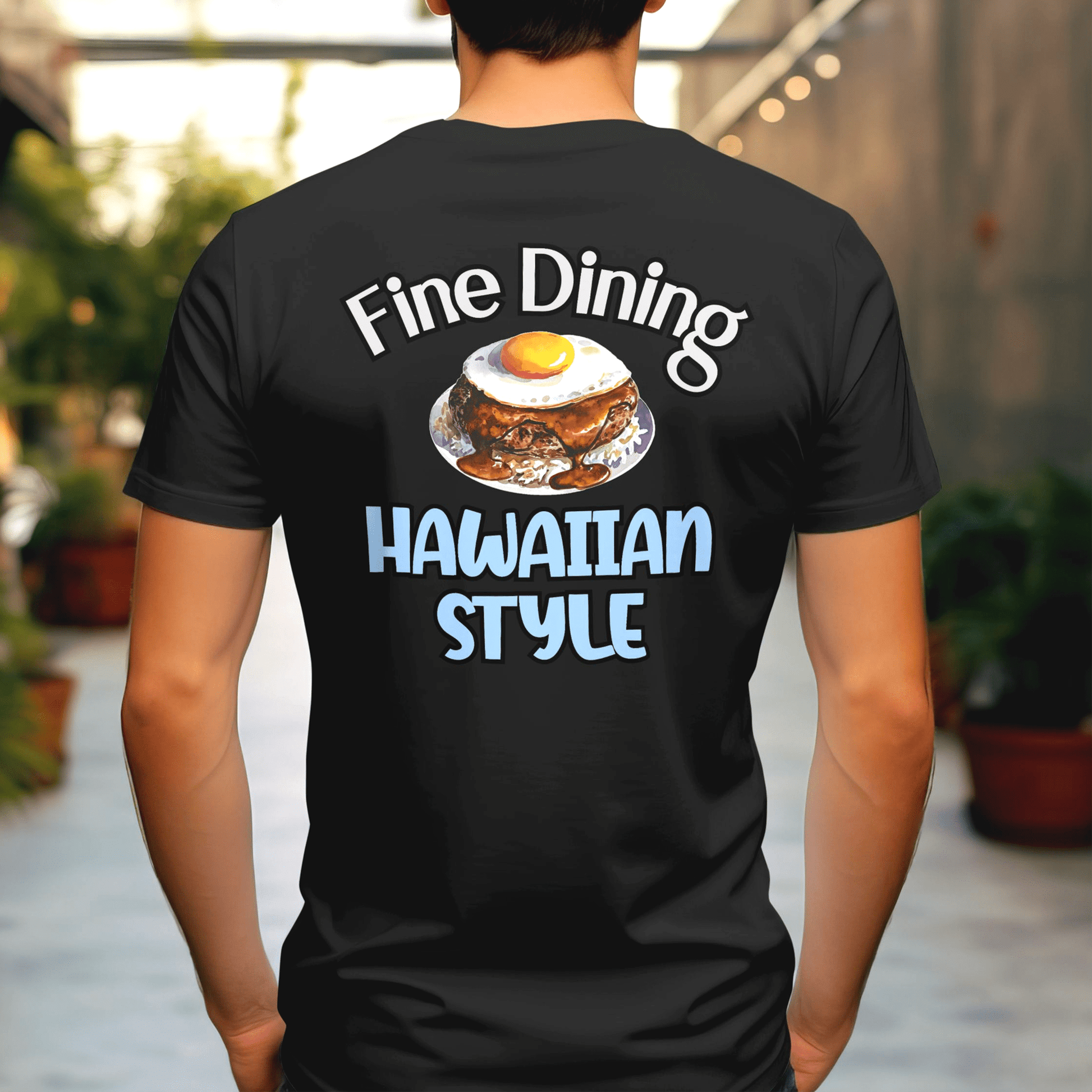 Loco Moco Fine Dining Hawaiian Style, Back Print T-Shirt Black / S