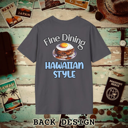Loco Moco Fine Dining Hawaiian Style, Back Print T-Shirt Charcoal / S