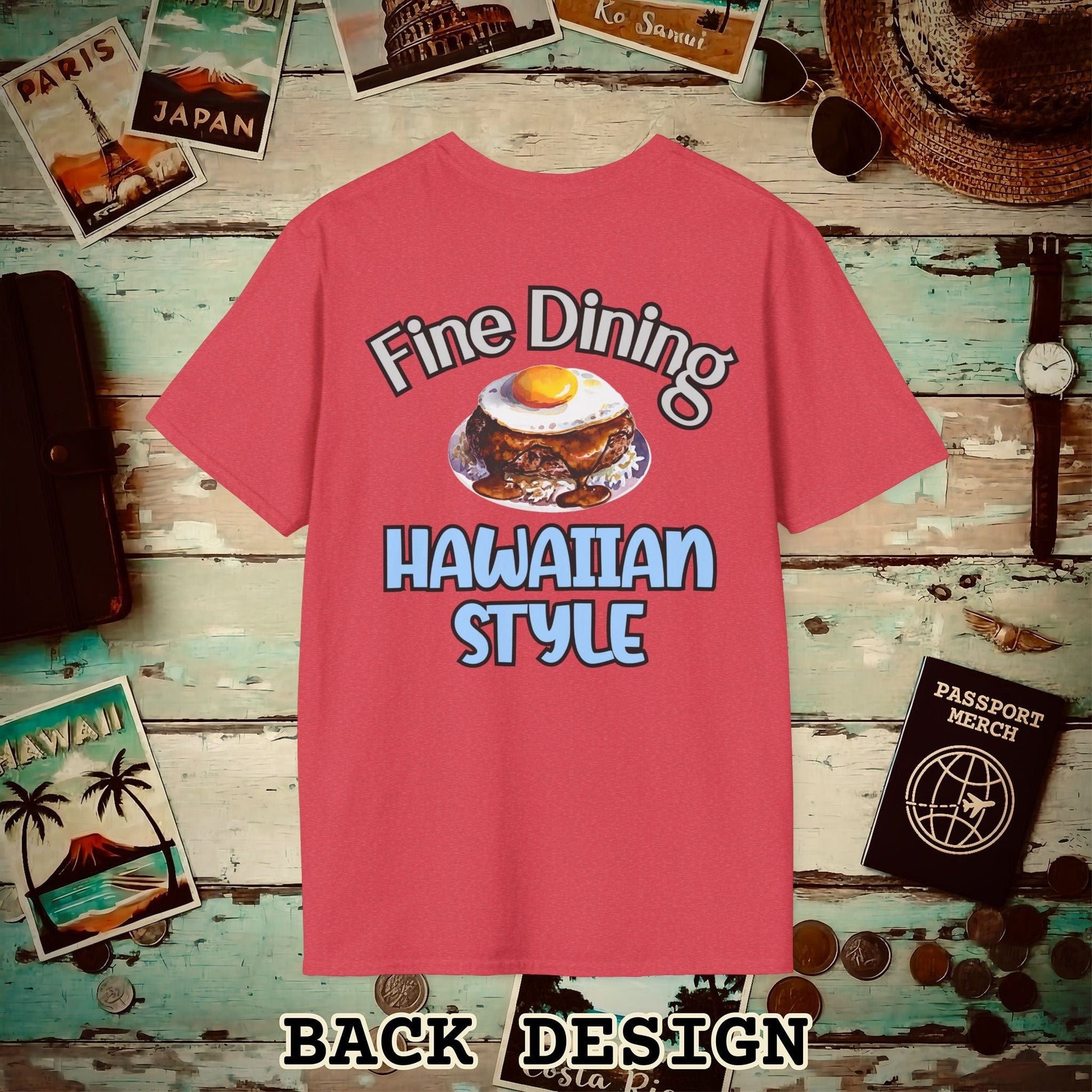 Loco Moco Fine Dining Hawaiian Style, Back Print T-Shirt Heather Red / S