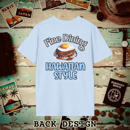 Loco Moco Fine Dining Hawaiian Style, Back Print T-Shirt Light Blue / S