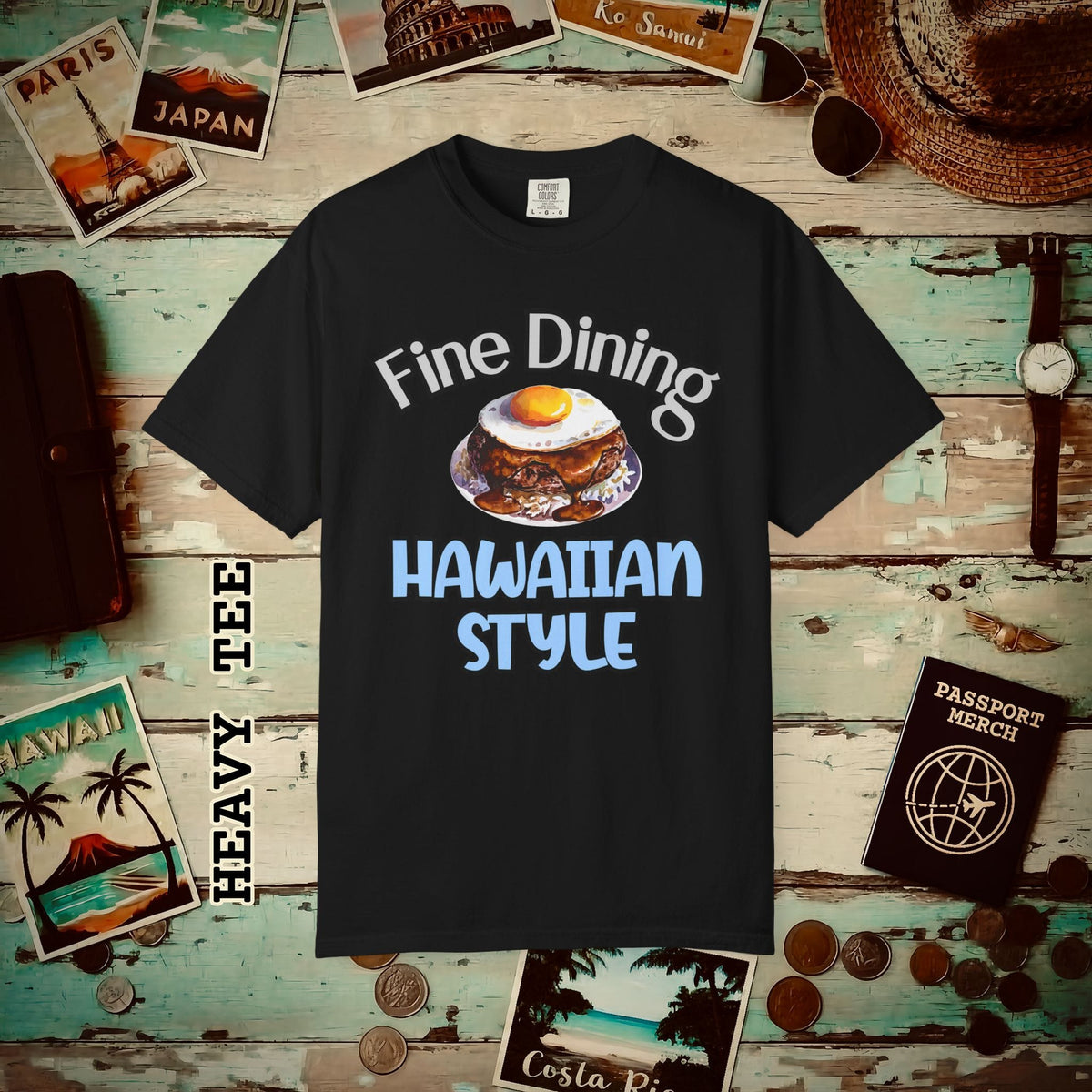 Loco Moco Fine Dining Hawaiian Style Heavy Tee Black / S