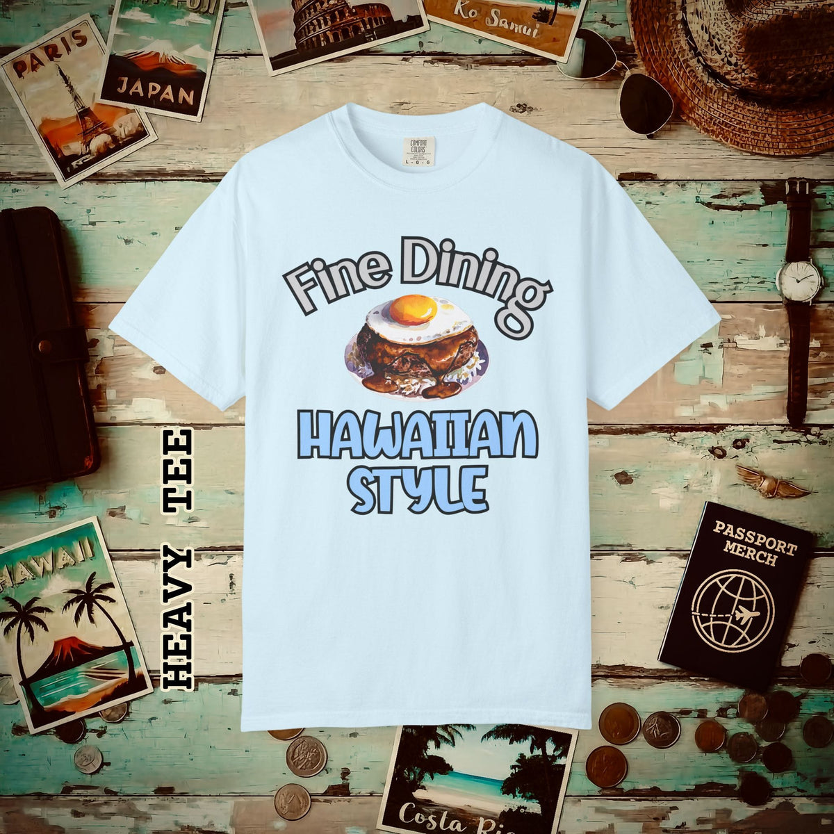 Loco Moco Fine Dining Hawaiian Style Heavy Tee Chambray / S