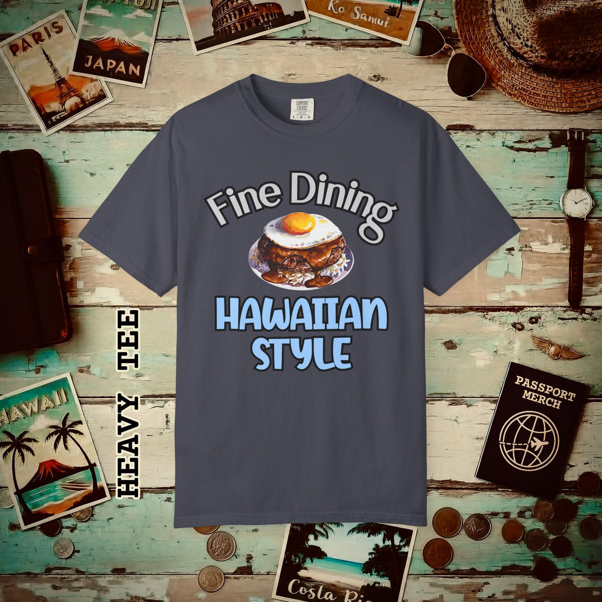 Loco Moco Fine Dining Hawaiian Style Heavy Tee Navy / S