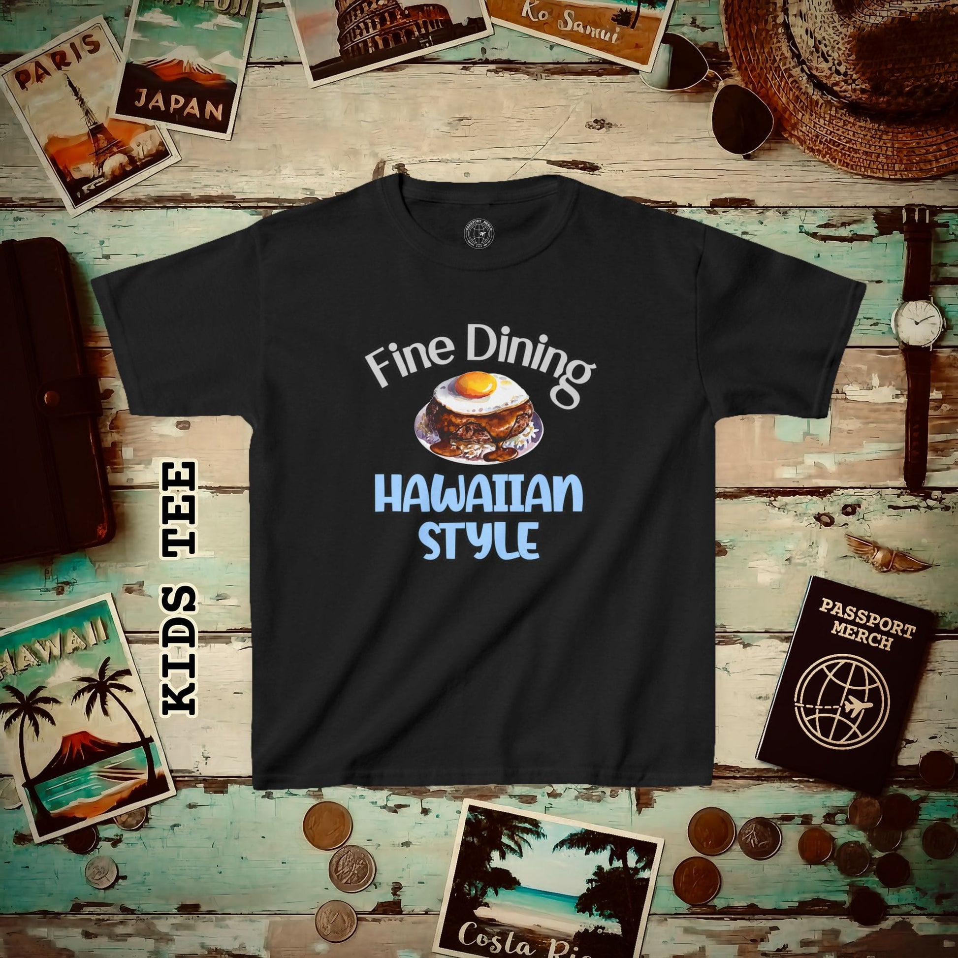 Loco Moco Fine Dining Hawaiian Style Kids Tee XS / Black