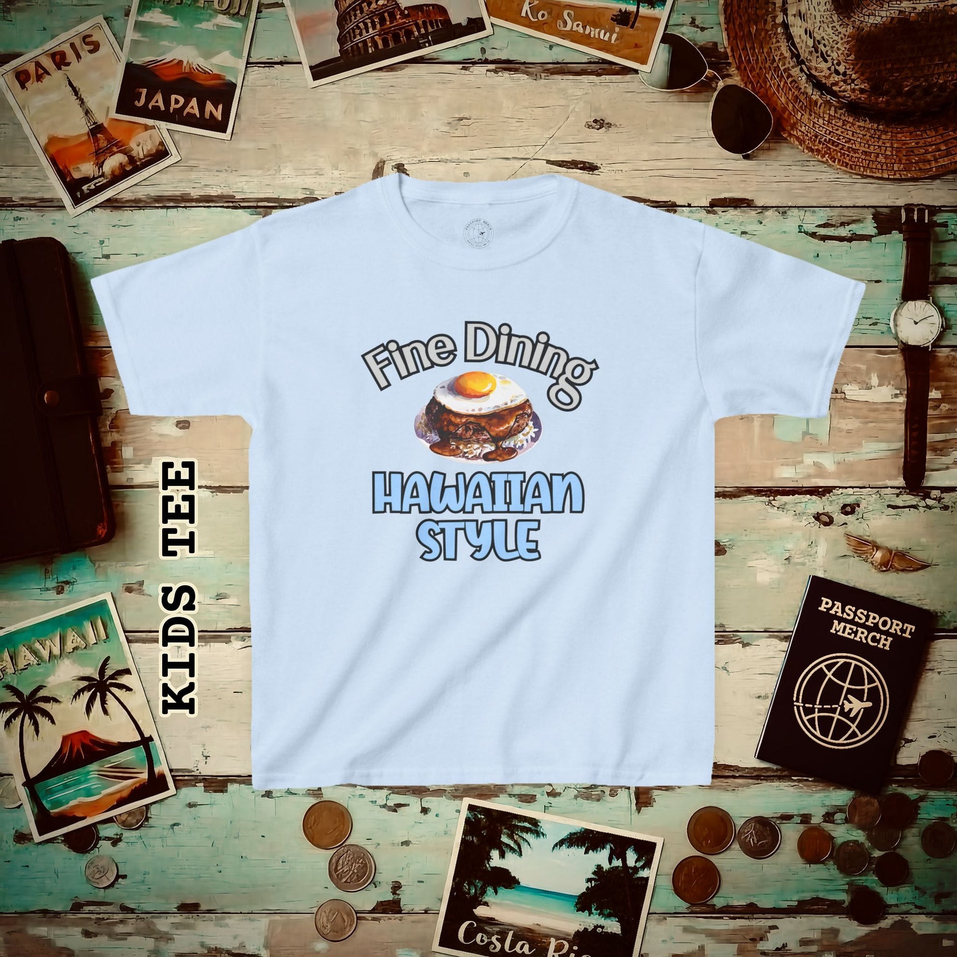 Loco Moco Fine Dining Hawaiian Style Kids Tee XS / Light Blue