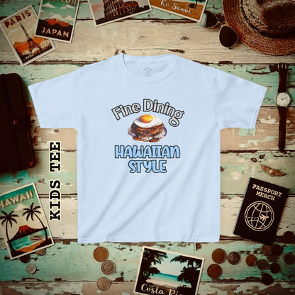 Loco Moco Fine Dining Hawaiian Style Kids Tee XS / Light Blue