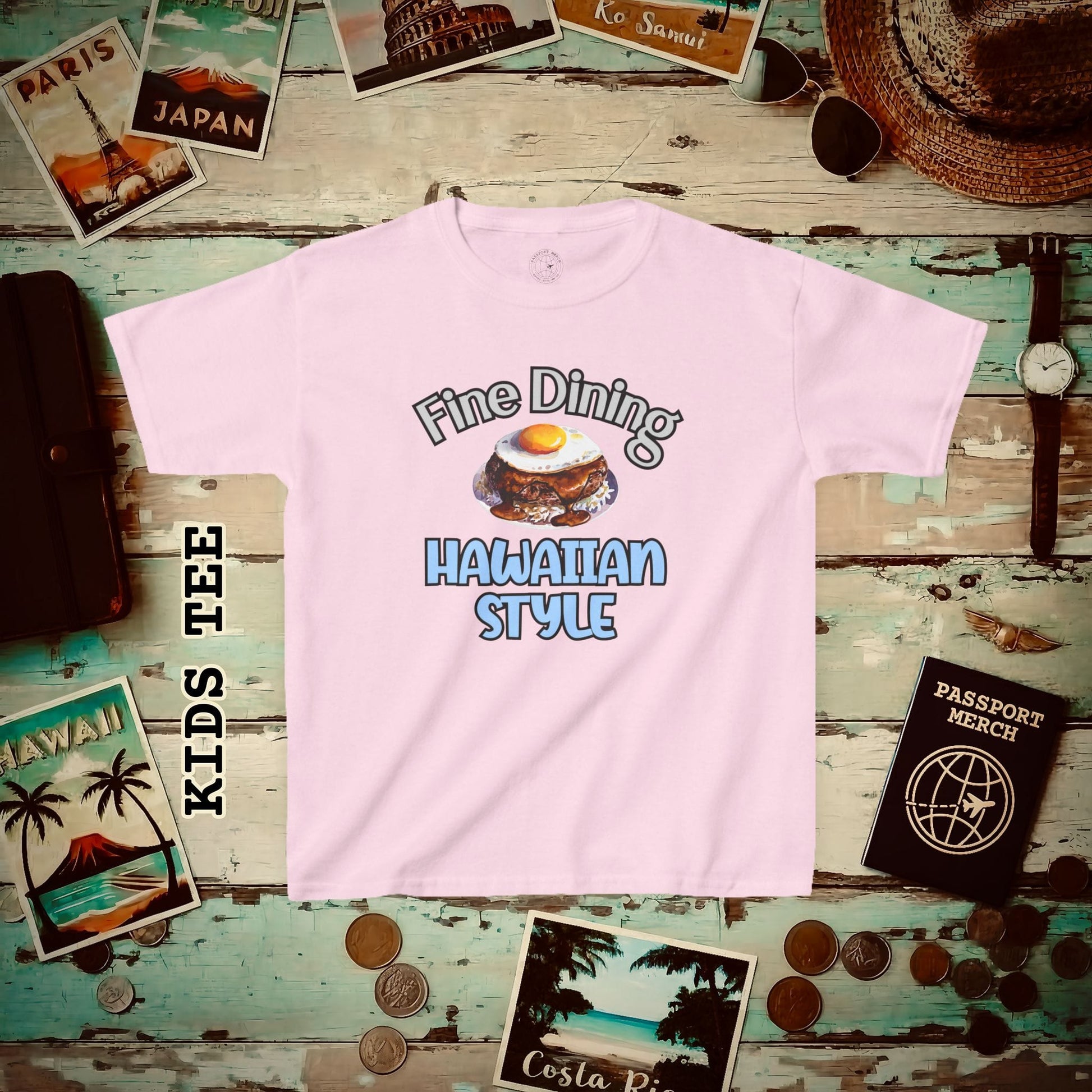 Loco Moco Fine Dining Hawaiian Style Kids Tee XS / Light Pink