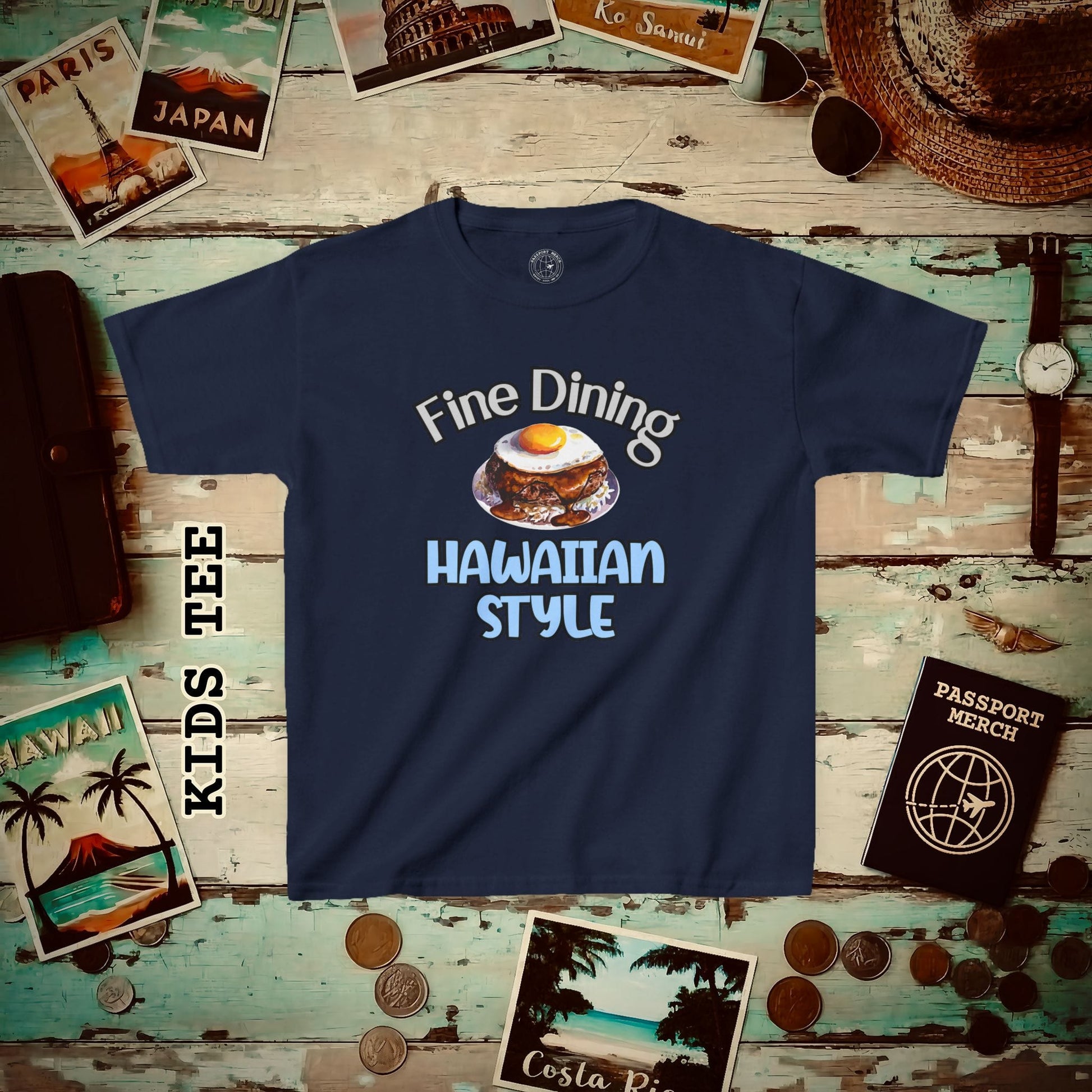 Loco Moco Fine Dining Hawaiian Style Kids Tee XS / Navy
