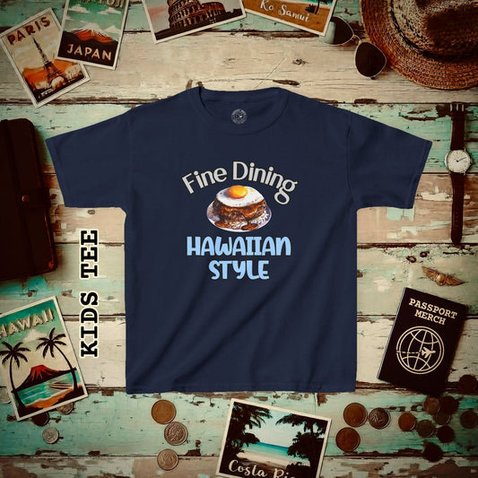 Loco Moco Fine Dining Hawaiian Style Kids Tee XS / Navy