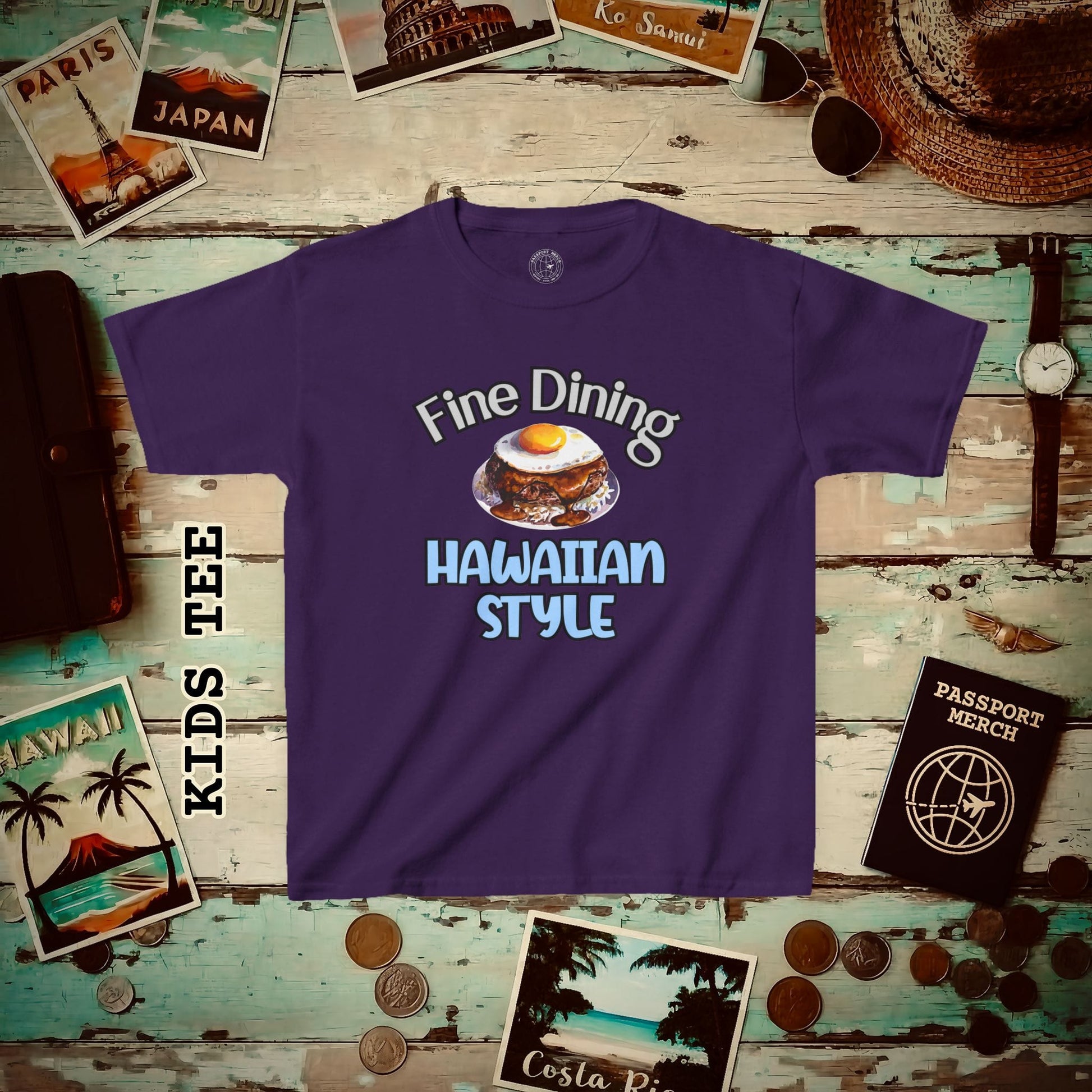 Loco Moco Fine Dining Hawaiian Style Kids Tee XS / Purple
