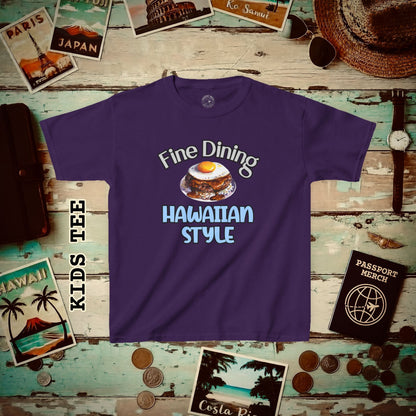 Loco Moco Fine Dining Hawaiian Style Kids Tee XS / Purple