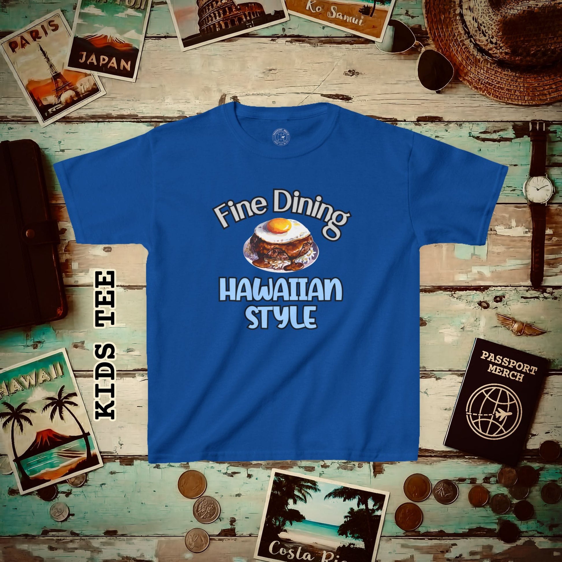 Loco Moco Fine Dining Hawaiian Style Kids Tee XS / Royal