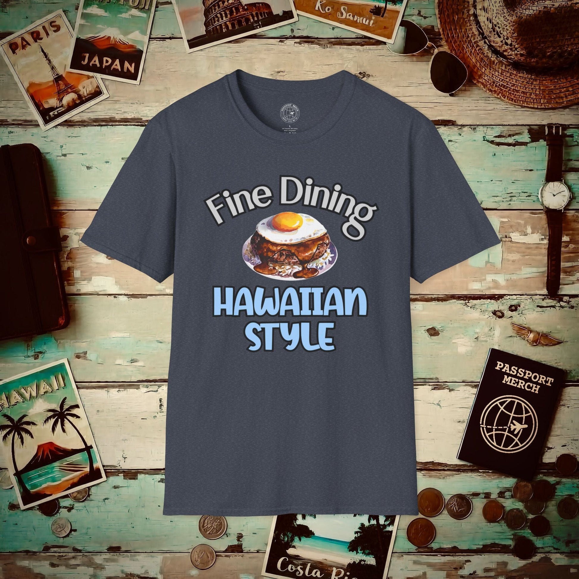 Loco Moco Fine Dining Hawaiian Style T-Shirt Heather Navy / S
