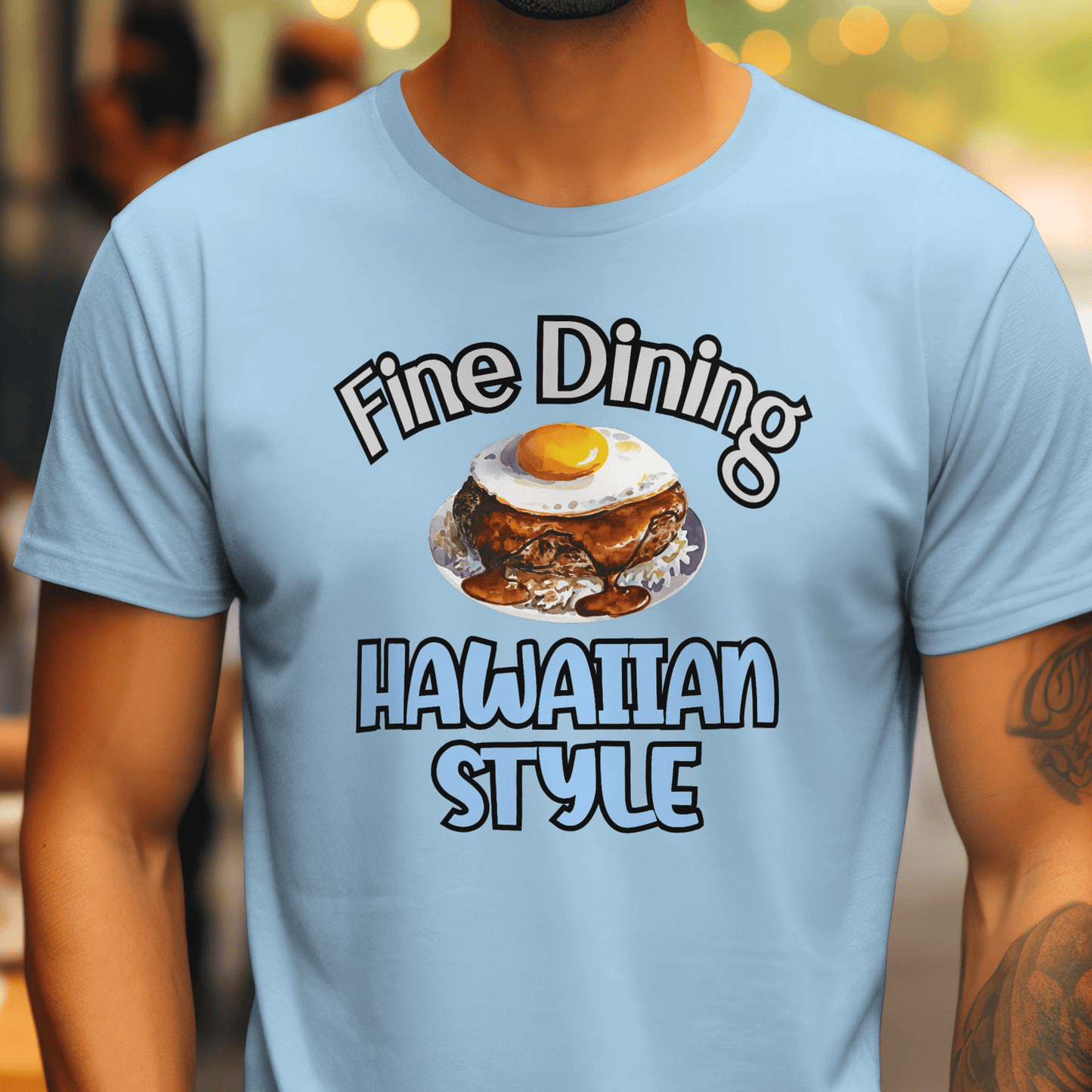 Loco Moco Fine Dining Hawaiian Style T-Shirt Light Blue / S