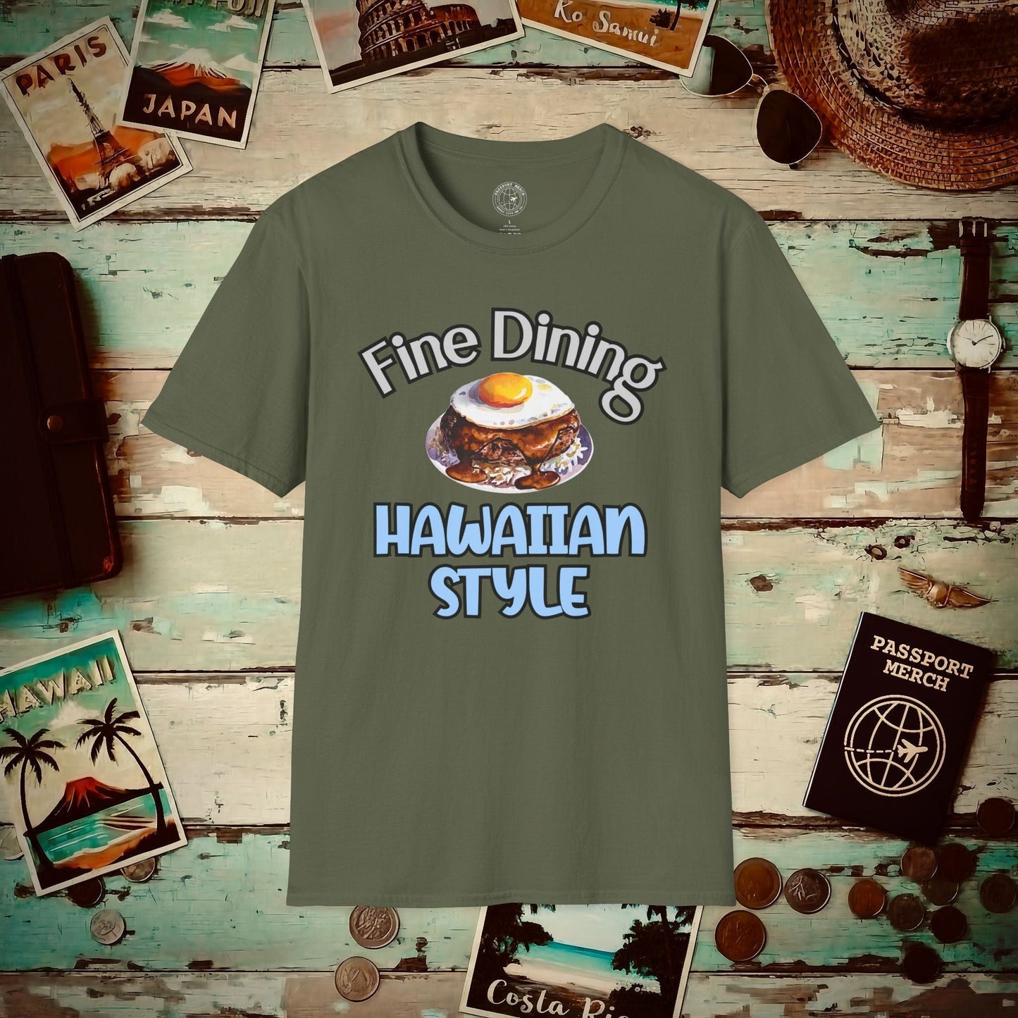 Loco Moco Fine Dining Hawaiian Style T-Shirt Military Green / S