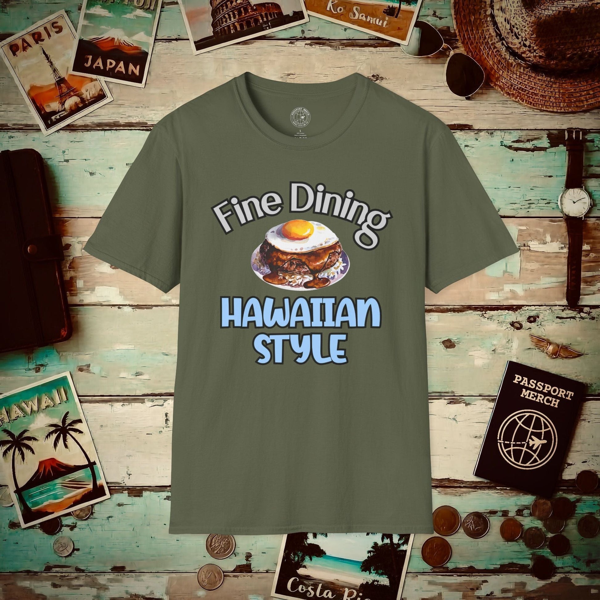 Loco Moco Fine Dining Hawaiian Style T-Shirt Military Green / S