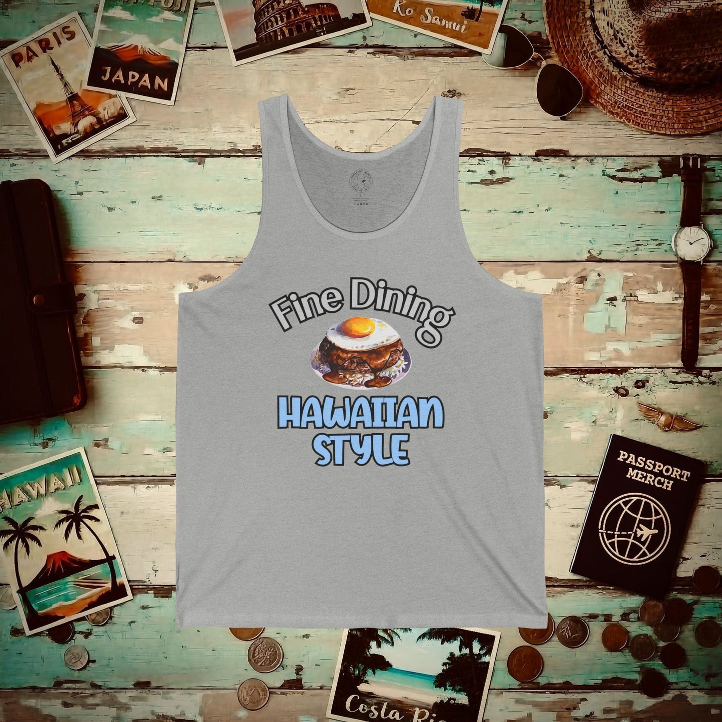 Loco Moco Fine Dining Hawaiian Style Tank Top Athletic Heather / XS