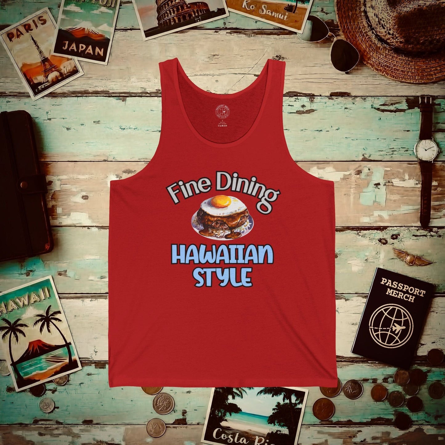 Loco Moco Fine Dining Hawaiian Style Tank Top Red / XS