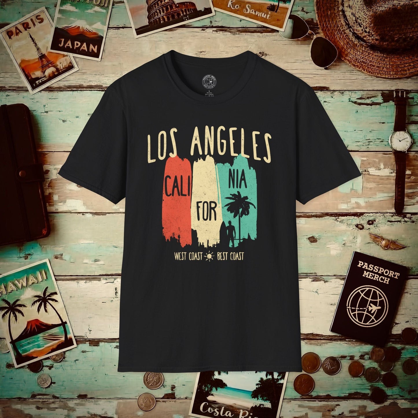 Los Angeles, West Coast Best Coast California T-Shirt Black / S