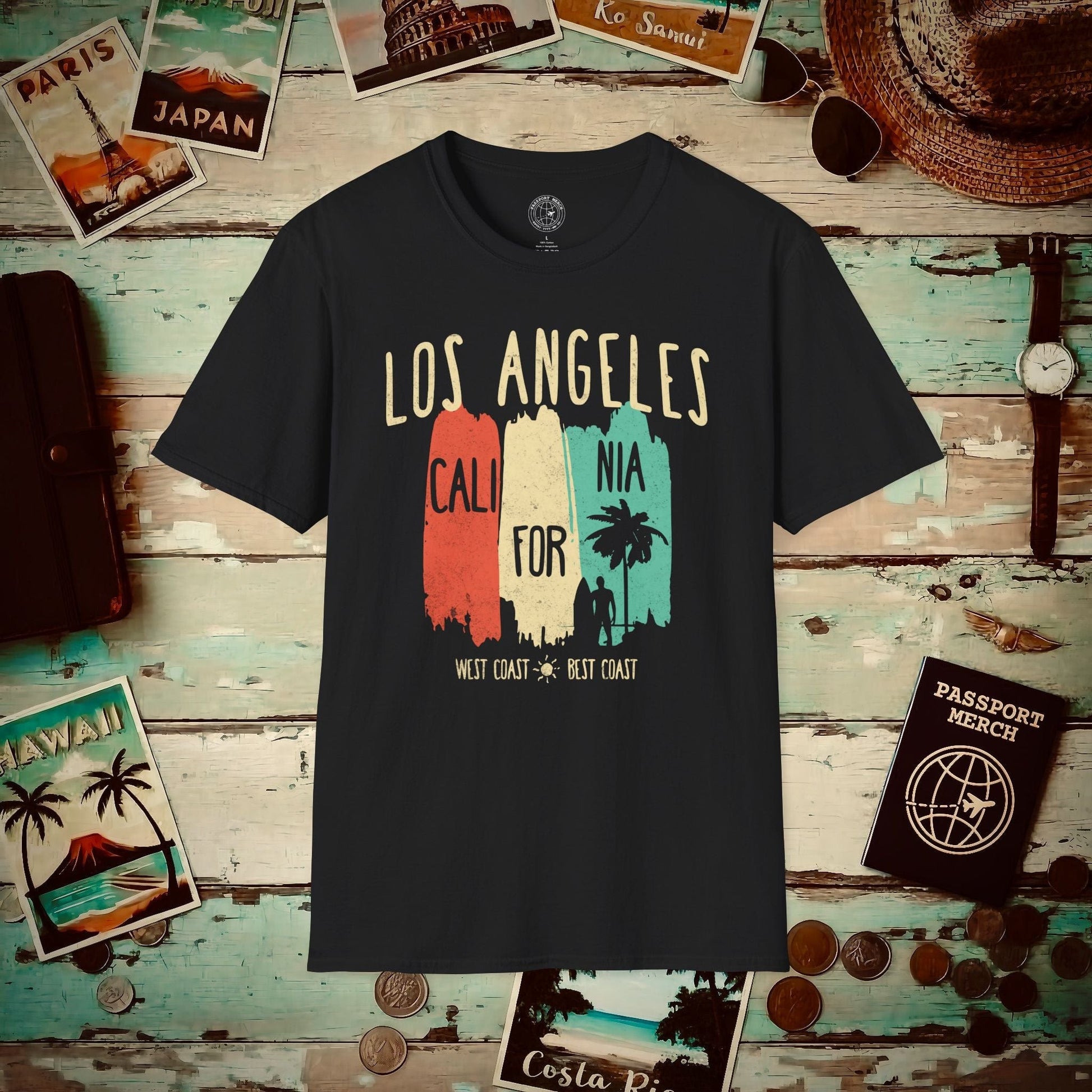 Los Angeles, West Coast Best Coast California T-Shirt Black / S
