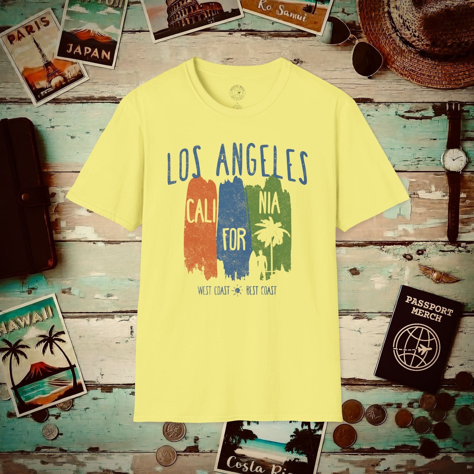 Los Angeles, West Coast Best Coast California T-Shirt Cornsilk / S