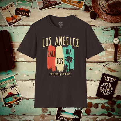 Los Angeles, West Coast Best Coast California T-Shirt Dark Chocolate / S