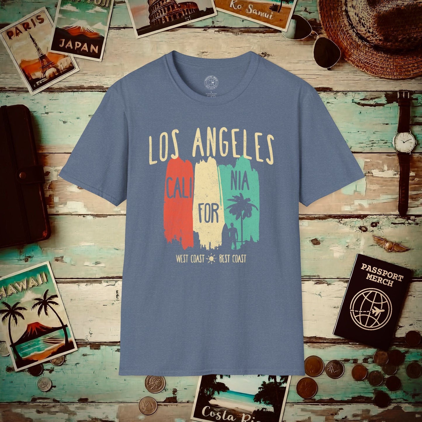 Los Angeles, West Coast Best Coast California T-Shirt Heather Indigo / S