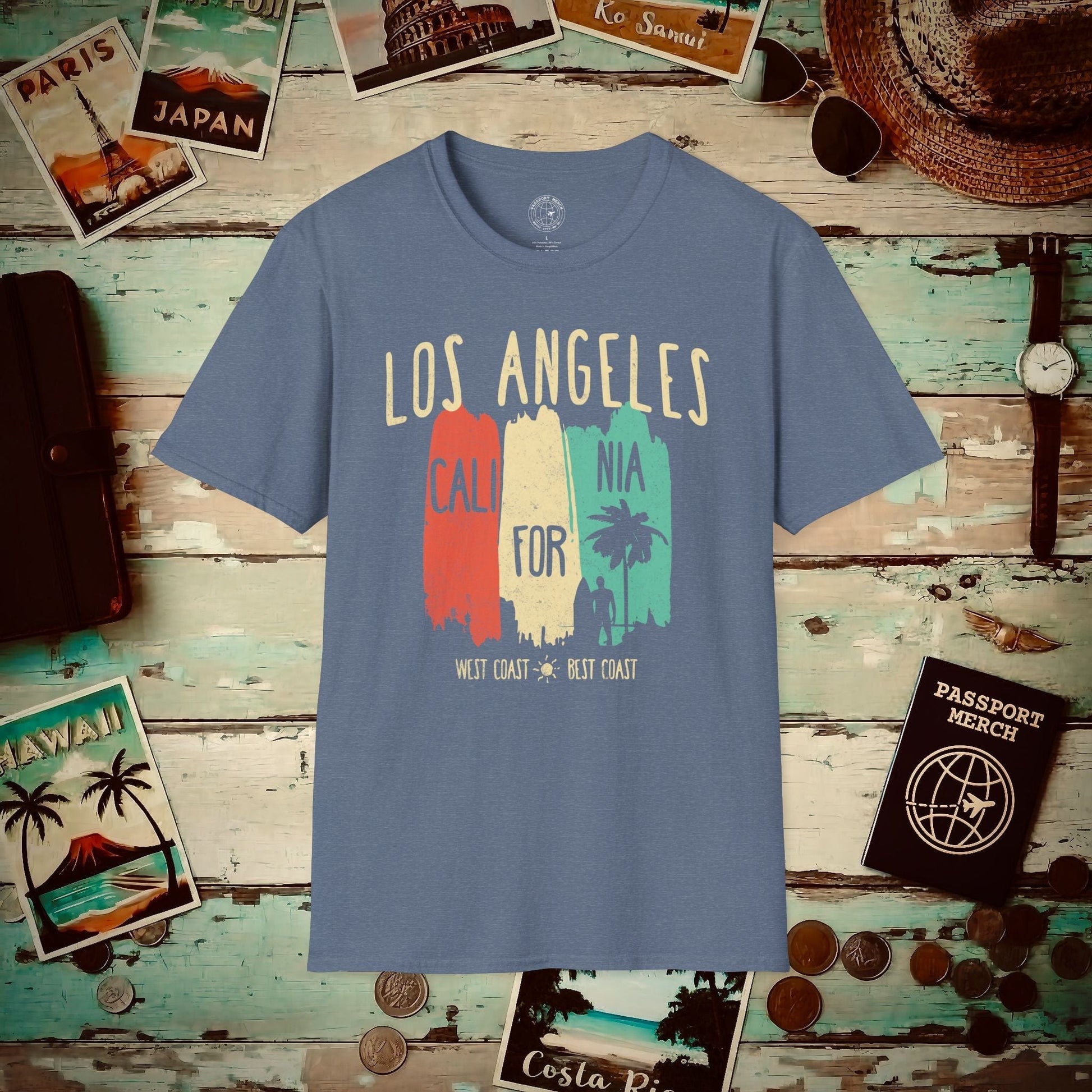 Los Angeles, West Coast Best Coast California T-Shirt Heather Indigo / S