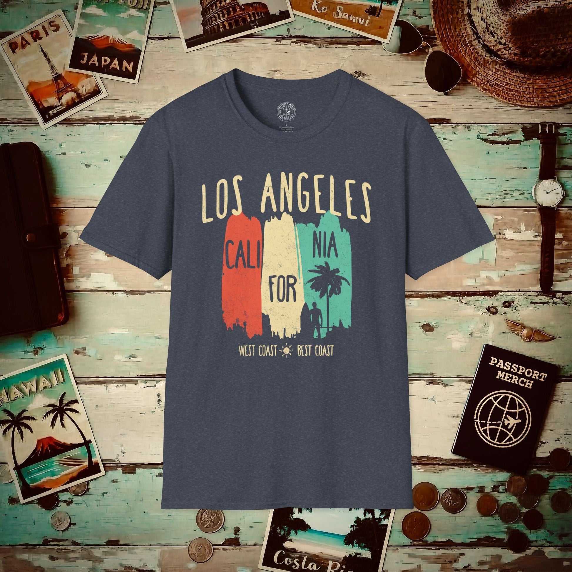 Los Angeles, West Coast Best Coast California T-Shirt Heather Navy / S