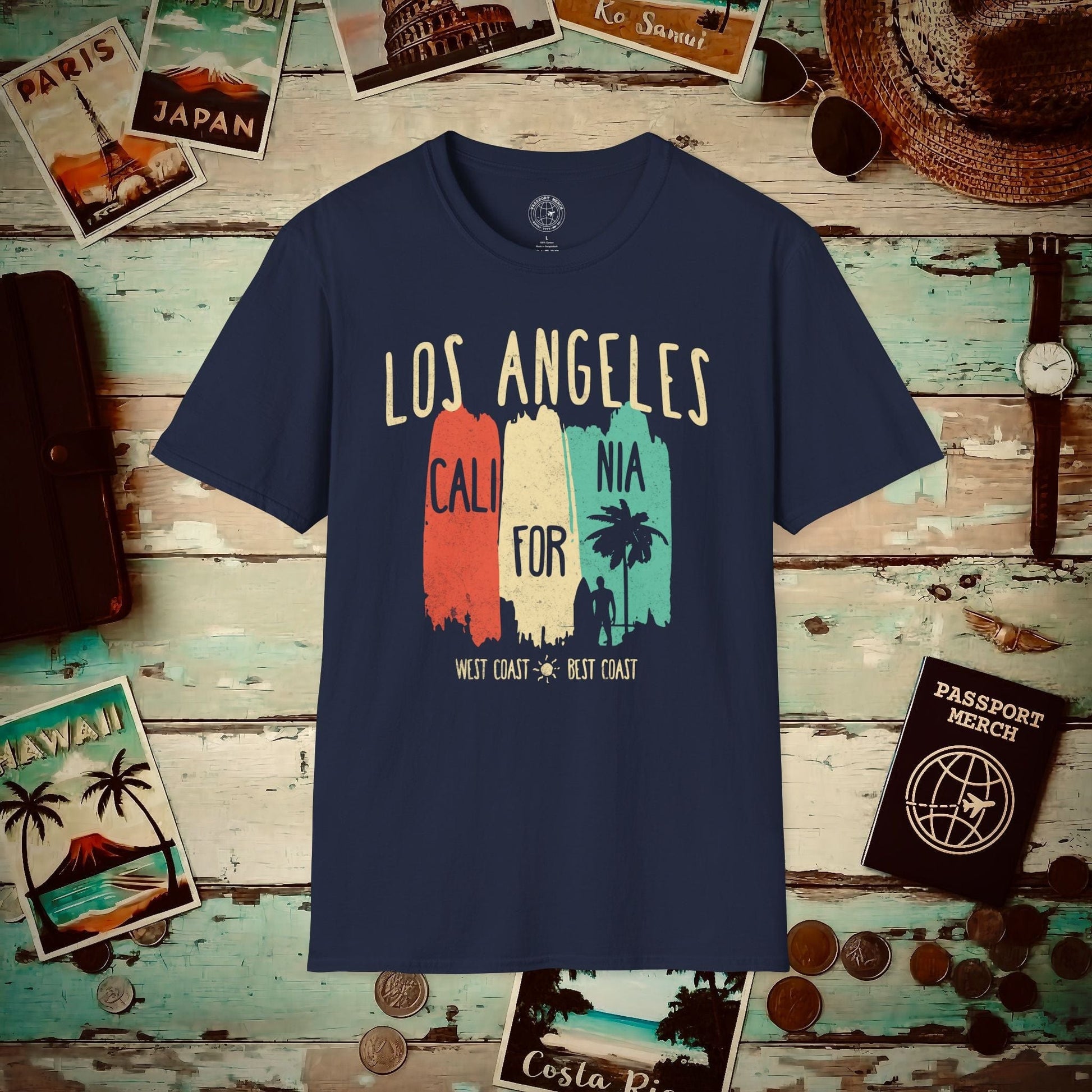 Los Angeles, West Coast Best Coast California T-Shirt Navy / S