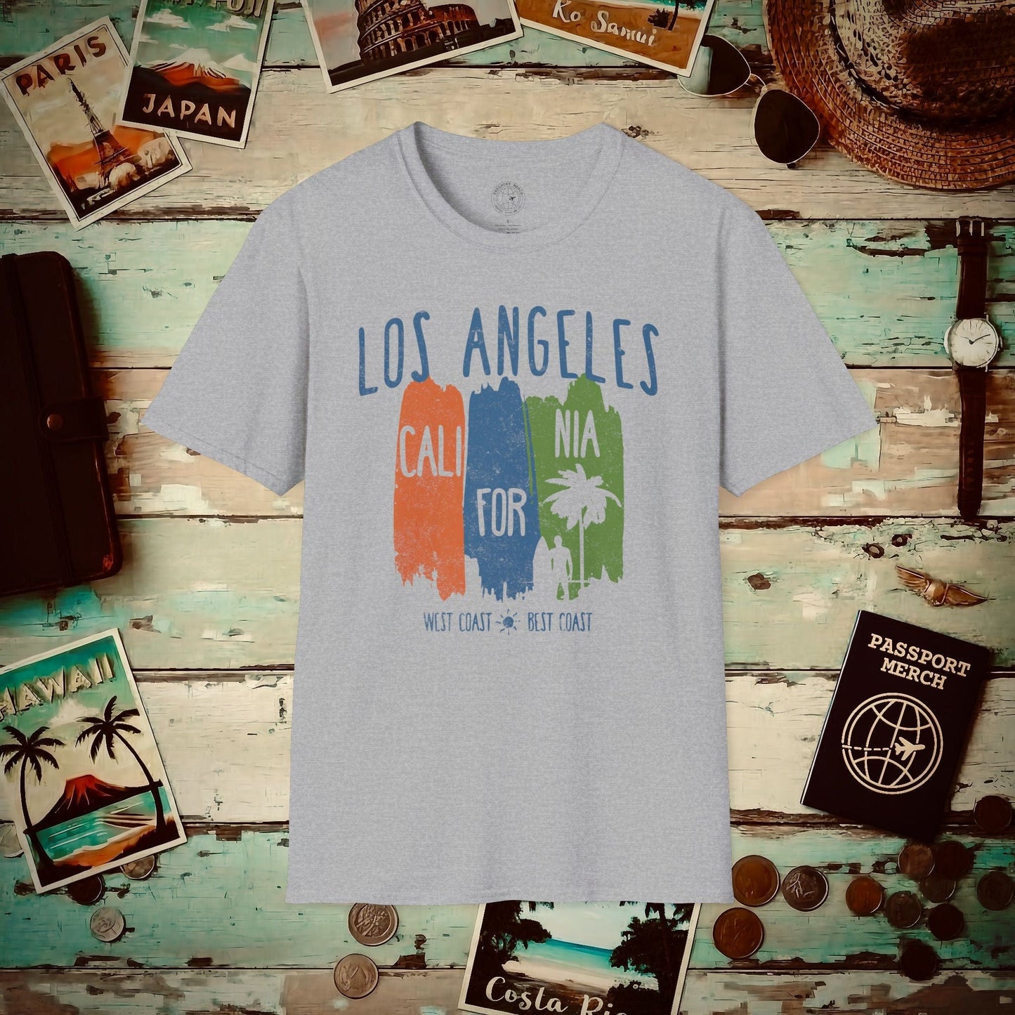 Los Angeles, West Coast Best Coast California T-Shirt Sport Grey / S