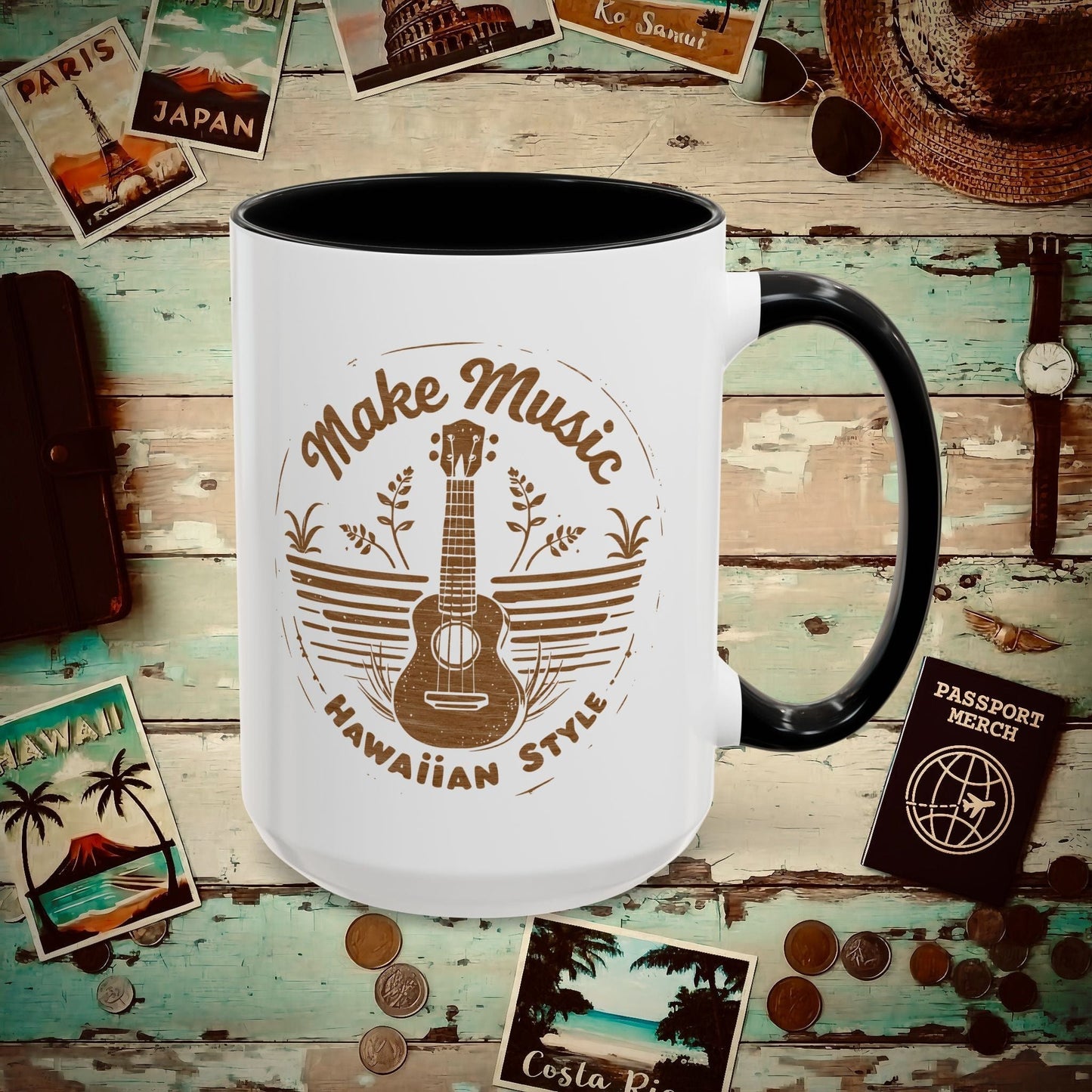 Make Music Hawaiian Style 15oz Mug Black / 15oz