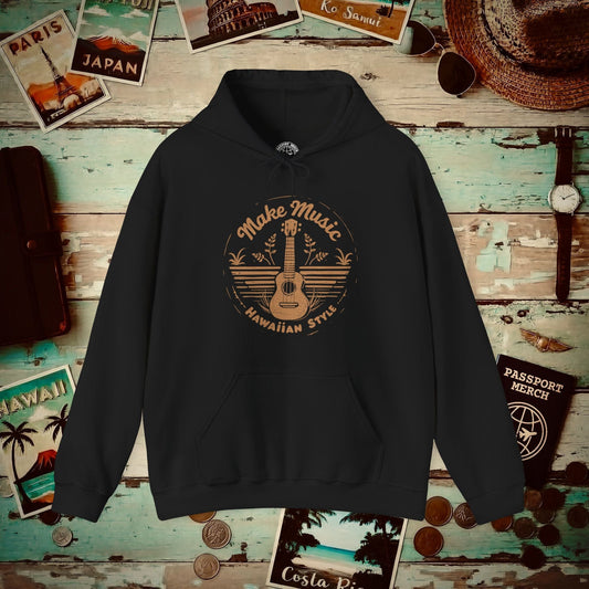 Make Music Hawaiian Style Hoodie Black / S