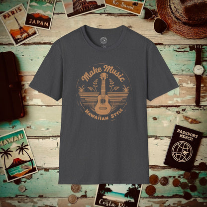 Make Music Hawaiian Style T-Shirt Dark Heather / S