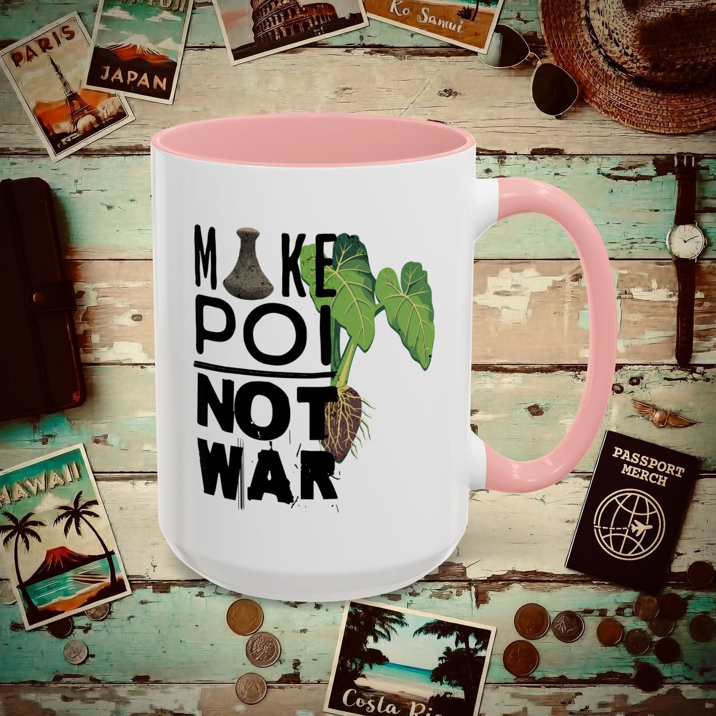 Make Poi Not War, Hawaii 15oz Mug Pink / 15oz