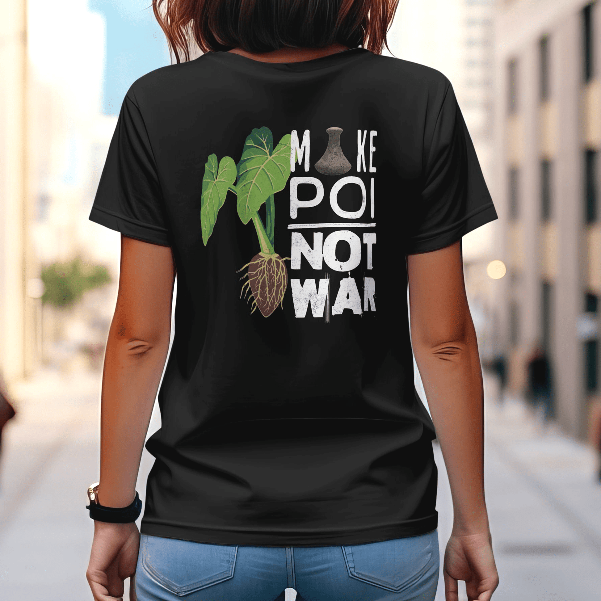 Make Poi Not War, Hawaii, Back Print T-Shirt Black / S