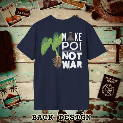 Make Poi Not War, Hawaii, Back Print T-Shirt Navy / S