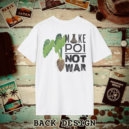 Make Poi Not War, Hawaii, Back Print T-Shirt White / S