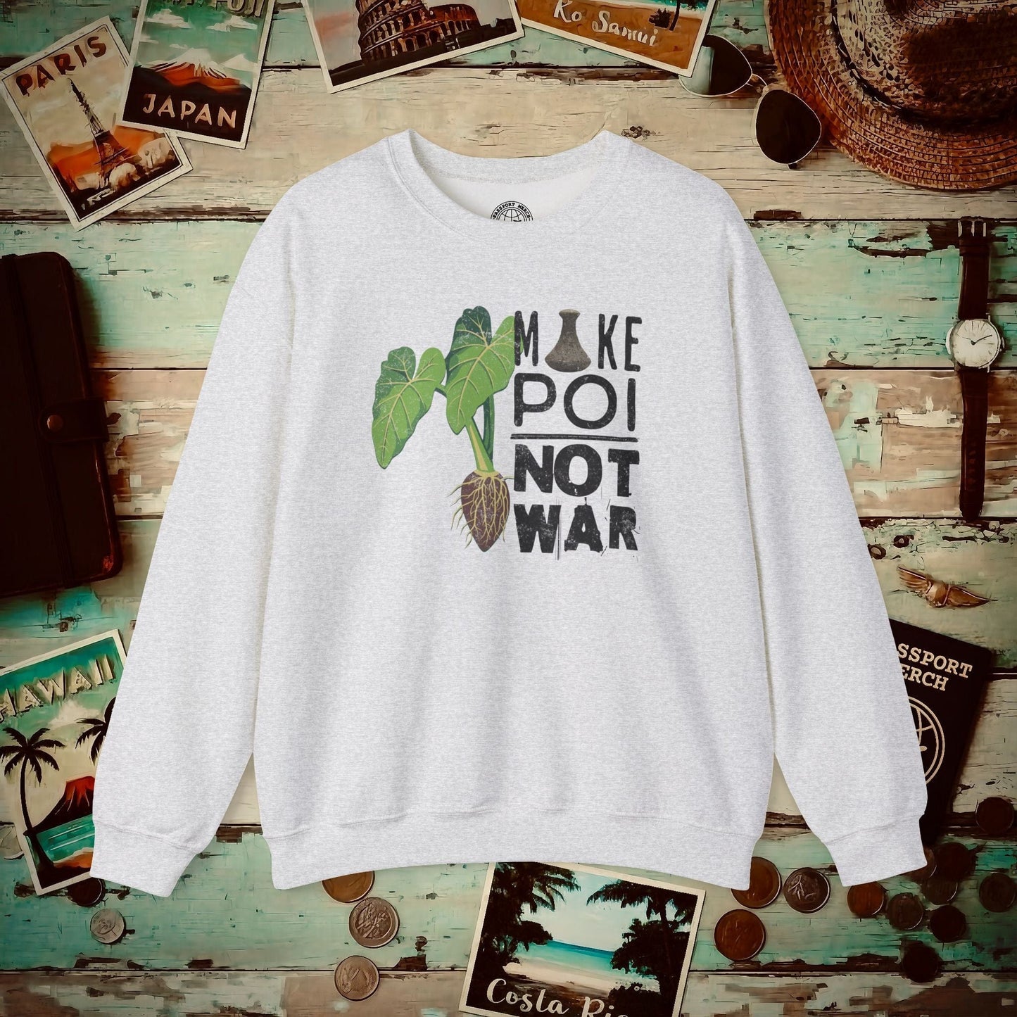 Make Poi Not War, Hawaii Crewneck Ash / S