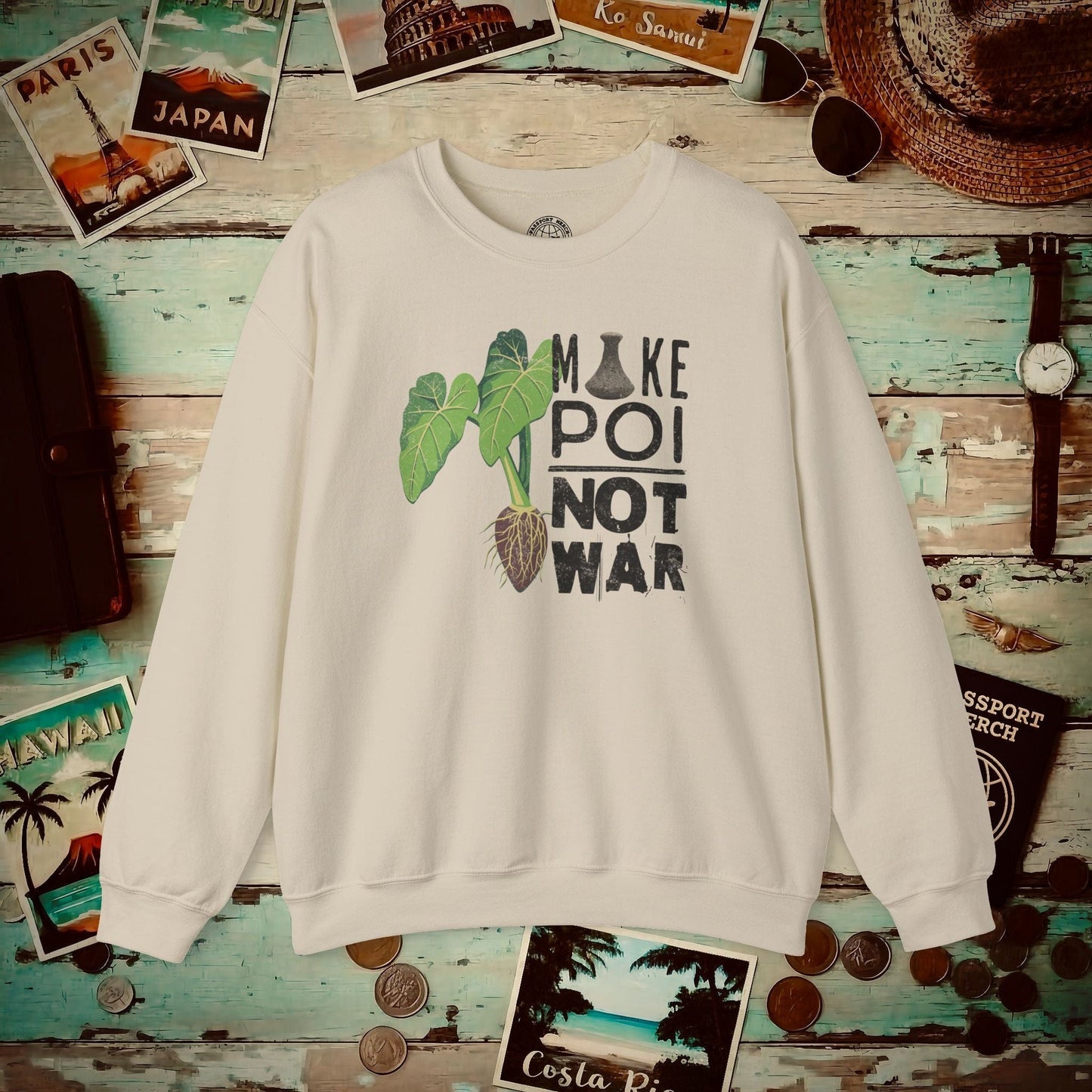 Make Poi Not War, Hawaii Crewneck Sand / S