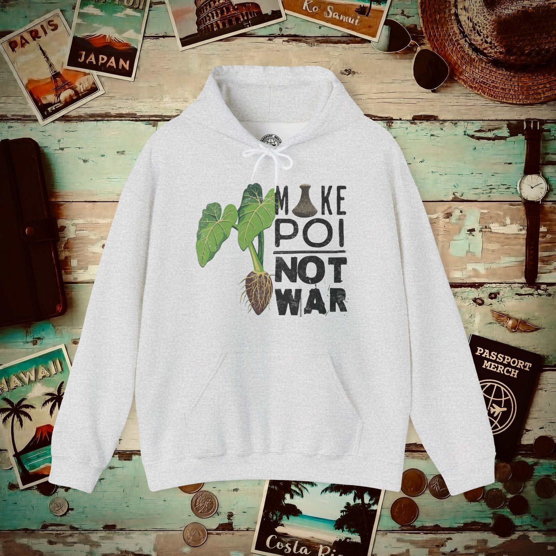 Make Poi Not War, Hawaii Hoodie Ash / S