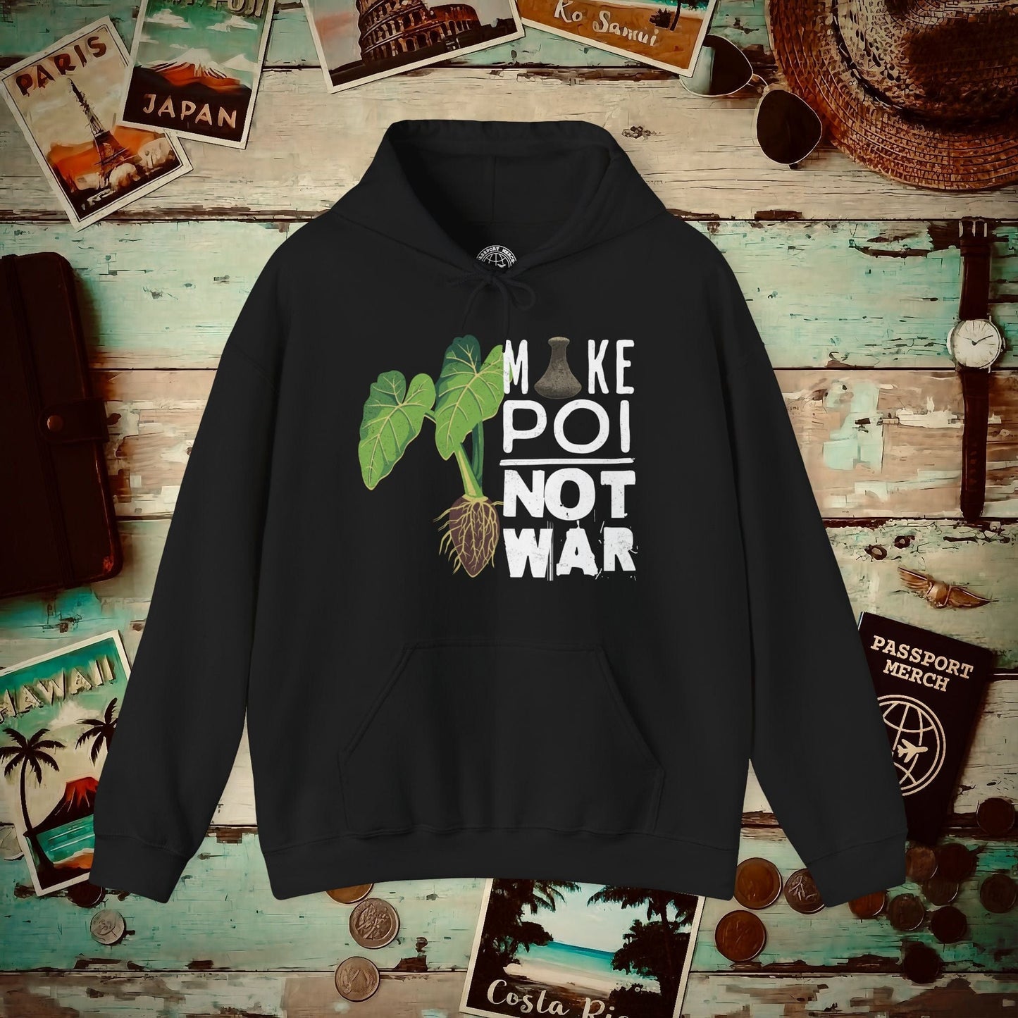 Make Poi Not War, Hawaii Hoodie Black / S