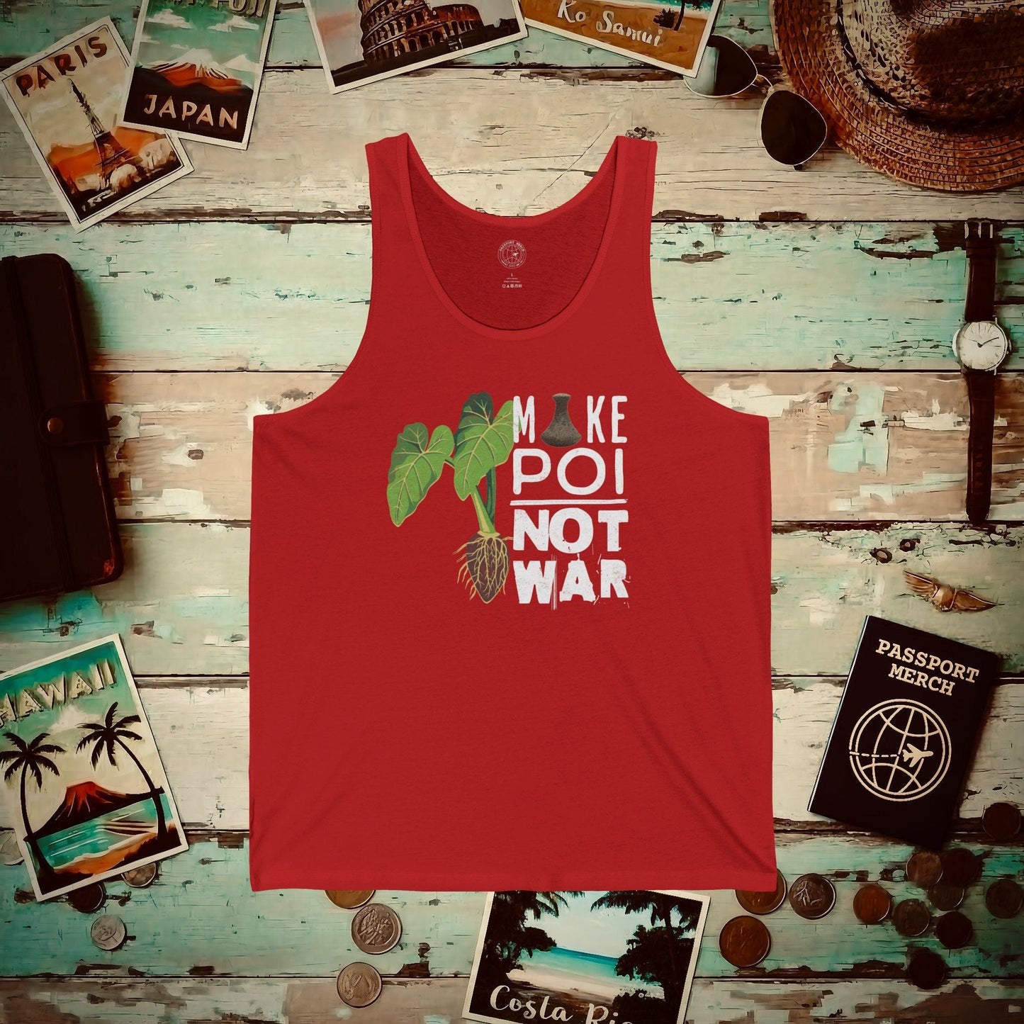 Make Poi Not War, Hawaii Tank Top Red / XS