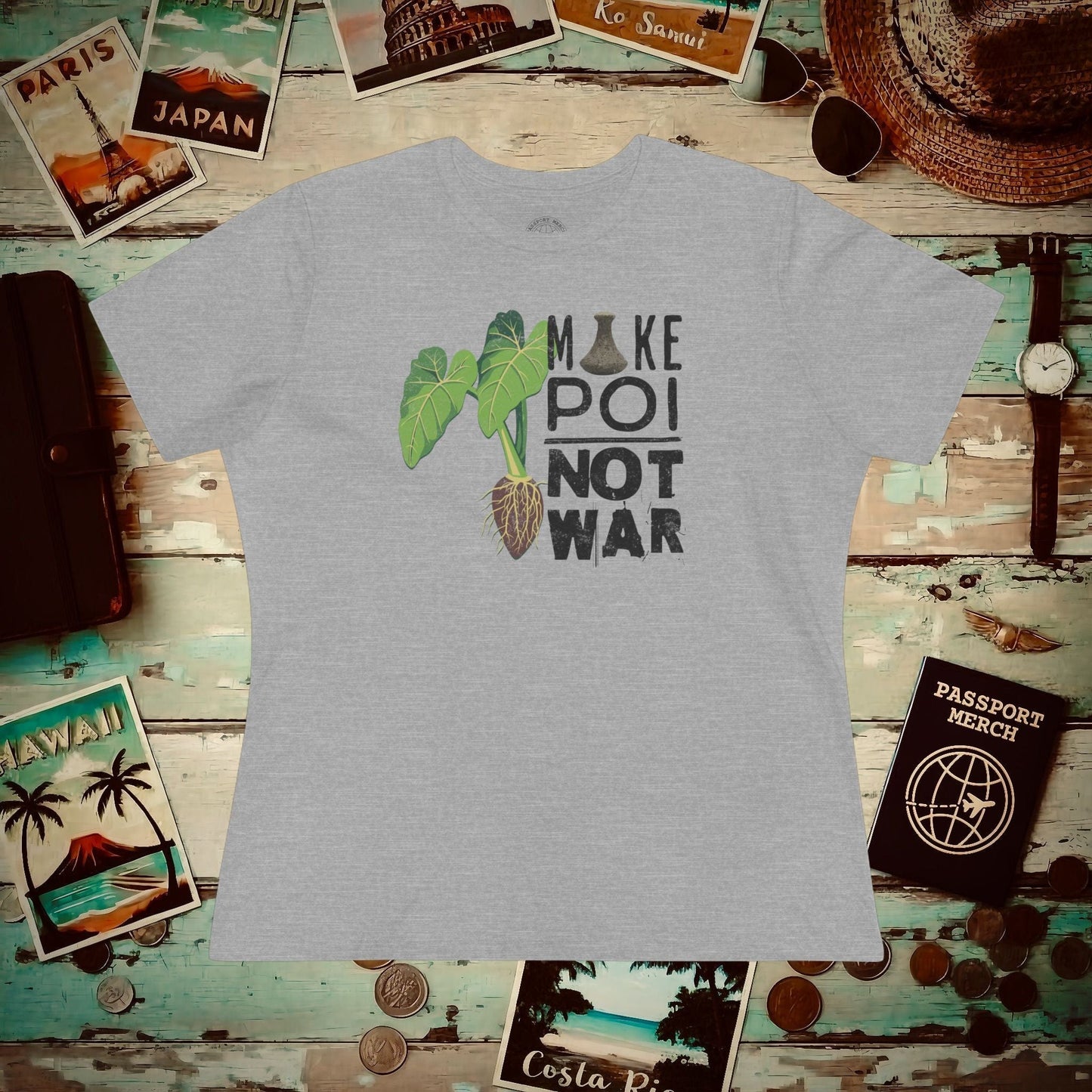 Make Poi Not War, Hawaii, Womens Fit T-Shirt Athletic Heather / S