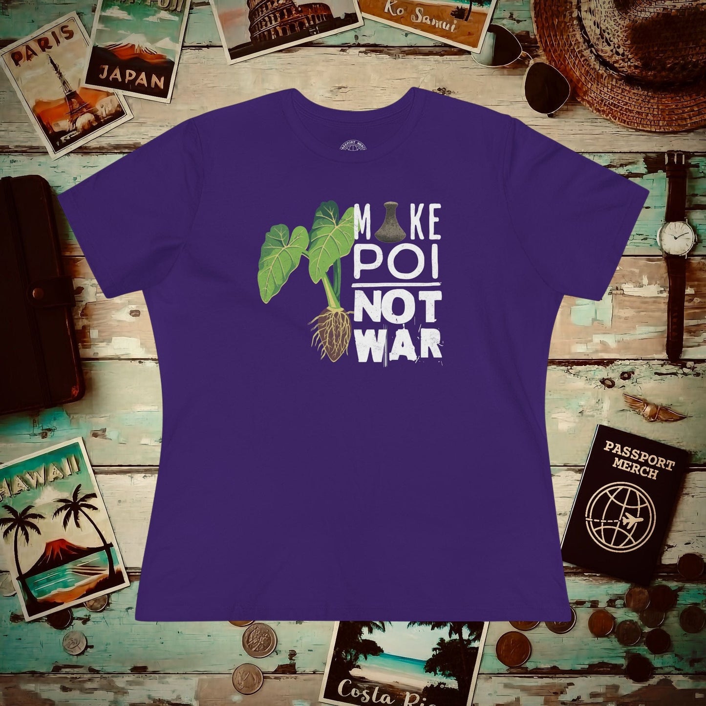 Make Poi Not War, Hawaii, Womens Fit T-Shirt Team Purple / S