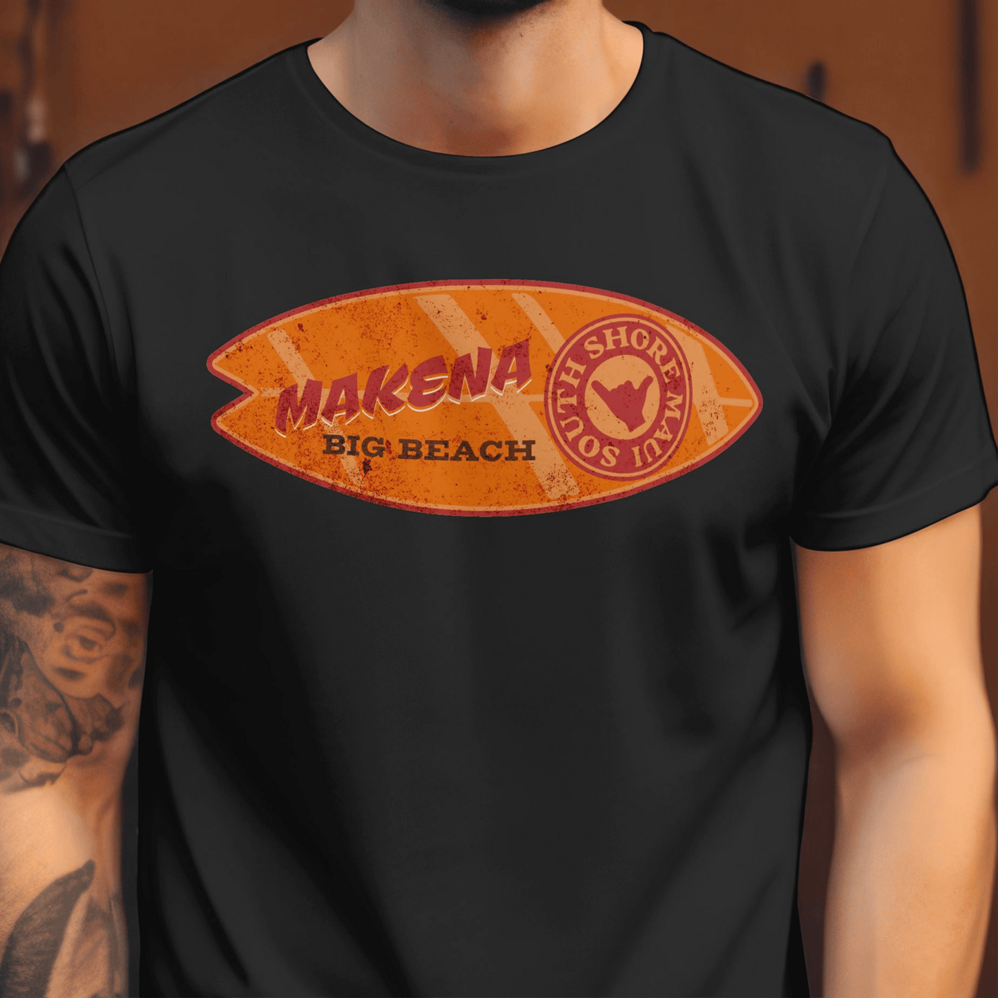 Makena Big Beach Maui Skim Board Hawaii T-Shirt Black / S