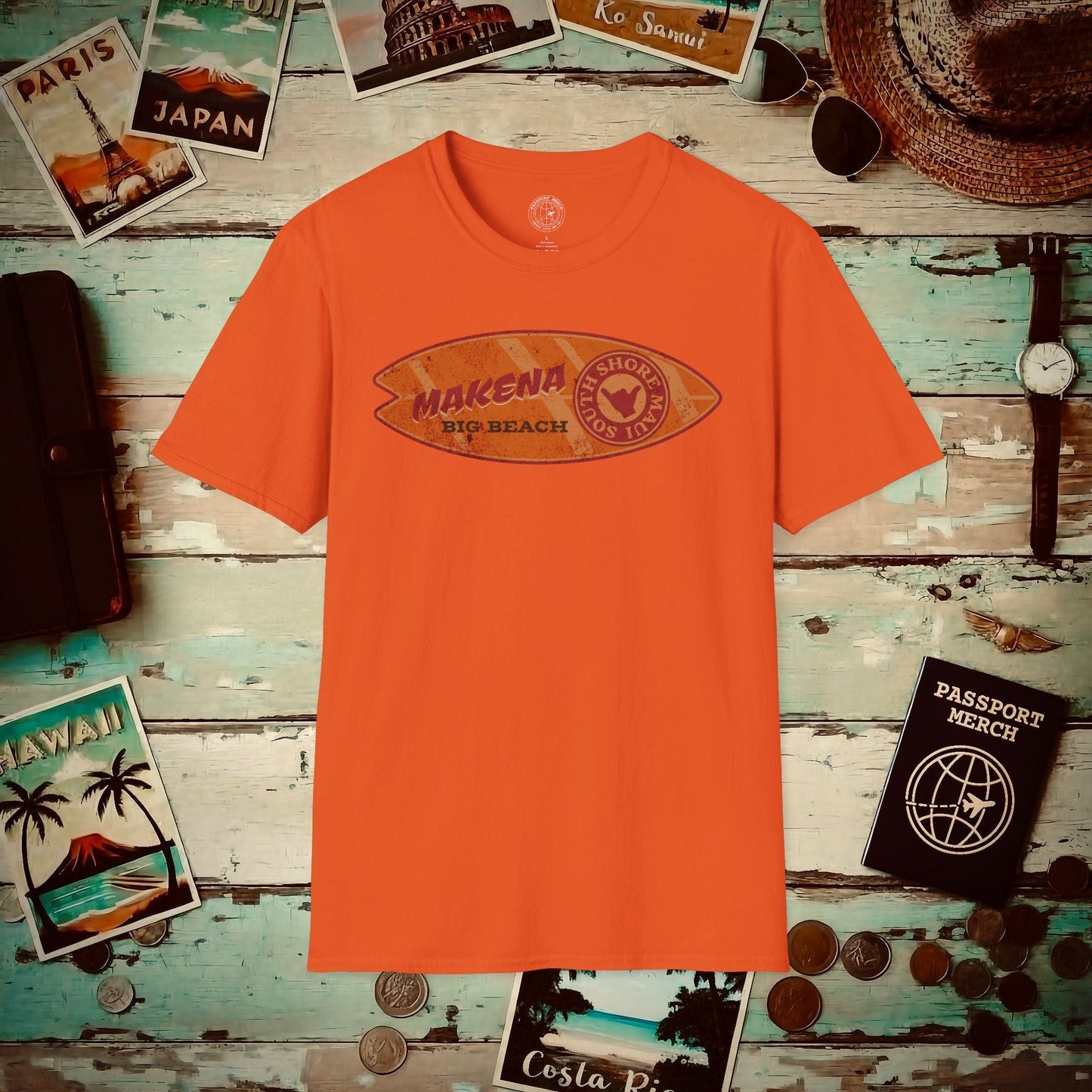 Makena Big Beach Maui Skim Board Hawaii T-Shirt Orange / S