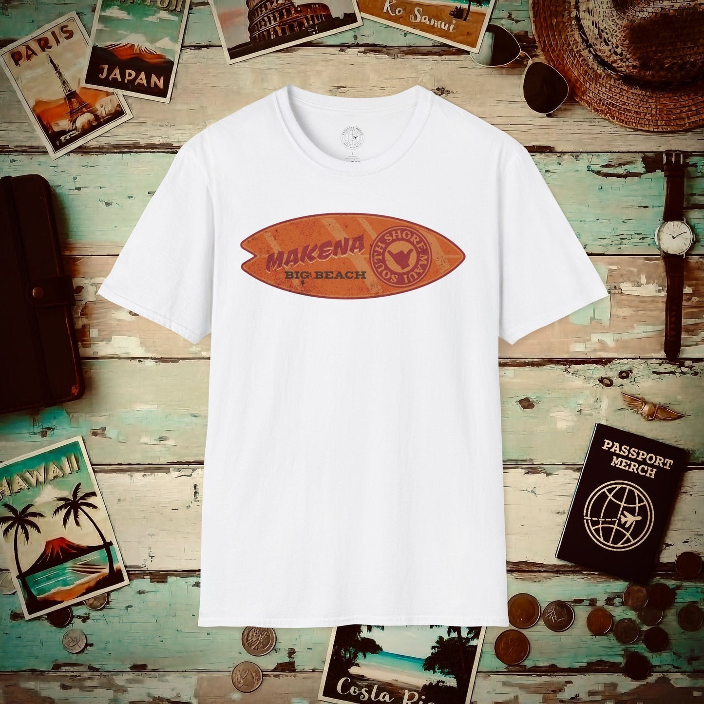 Makena Big Beach Maui Skim Board Hawaii T-Shirt White / S